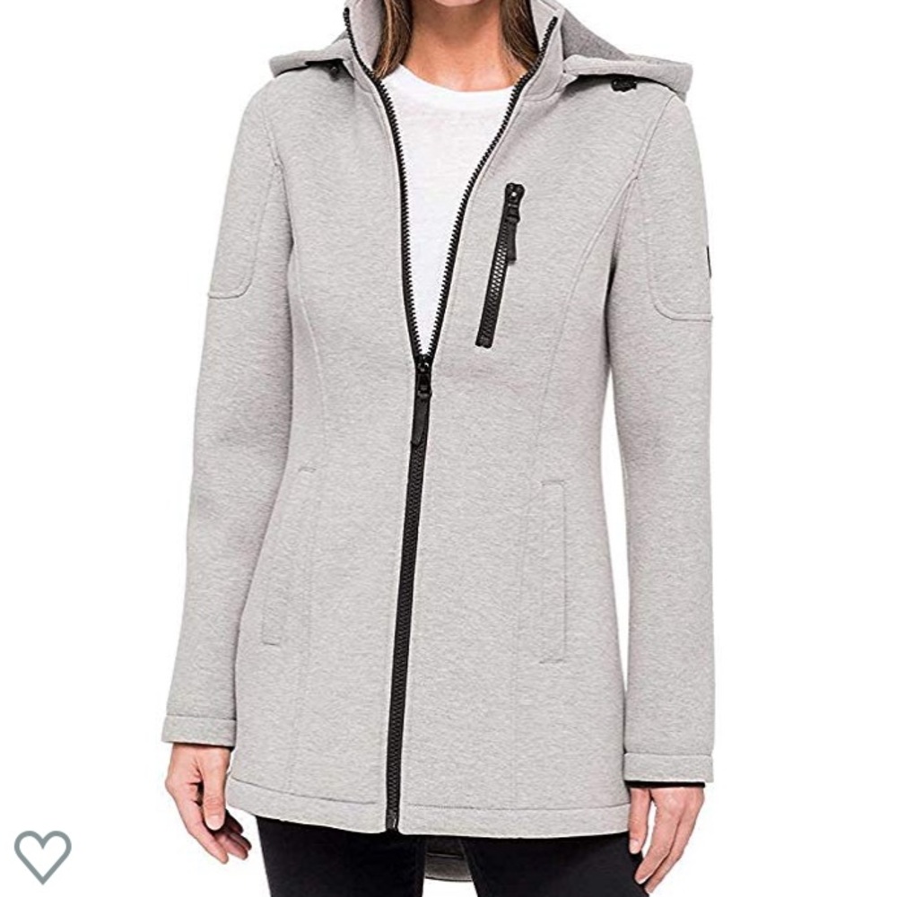 Andrew Marc Hooded Knit Jacket Winter NWOT Gray